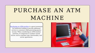 Purchase an ATM Machine