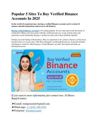 Popular 5 Sites To Buy Verified Binance Accounts In 2025