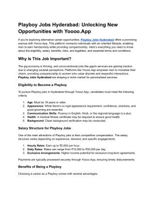 _Playboy Jobs Hyderabad