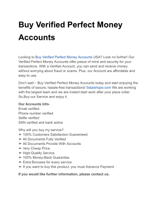 Buy Verified Perfect Money Accounts