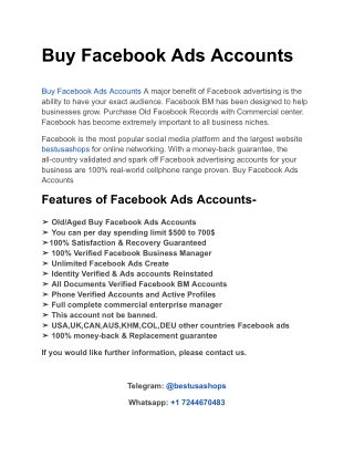 Buy Facebook Ads Accounts