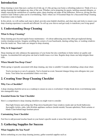 10 Essential Steps for a Successful Deep Cleaning Experience