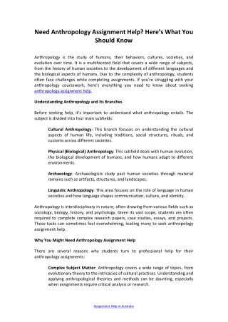 Need Anthropology Assignment Help? Here’s What You Should Know