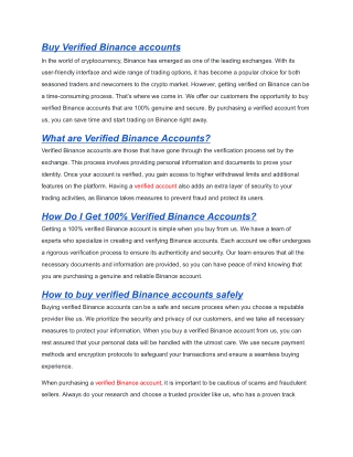 Buy Verified Binance Accounts