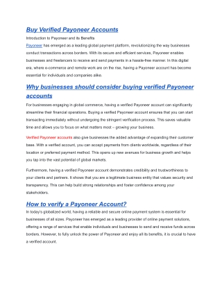 Buy Verified Payoneer Accounts