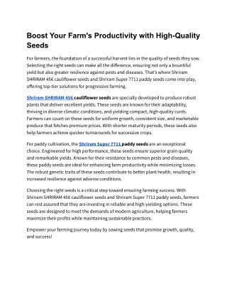 Boost Your Farm's Productivity with High-Quality Seeds