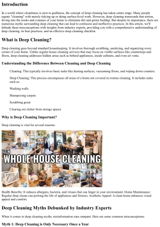 Deep Cleaning Myths Debunked by Industry Experts