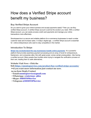 How does a Verified Stripe account benefit my business