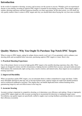 Quality Matters: Why You Should Invest in Top-Notch IPSC Targets