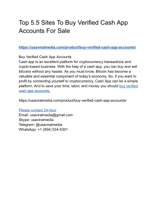 Top 5.5 Sites To Buy Verified Cash App Accounts For Sale