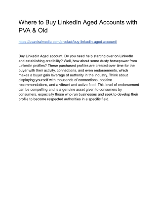 Where to Buy LinkedIn Aged Accounts with PVA & Old