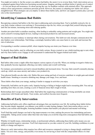 The Importance of Early Intervention in Correcting Bad Habits