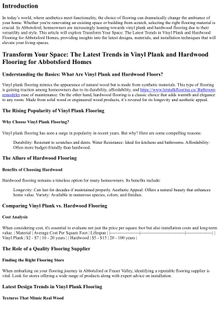 Transform Your Space: The Latest Trends in Vinyl Plank and Hardwood Flooring for