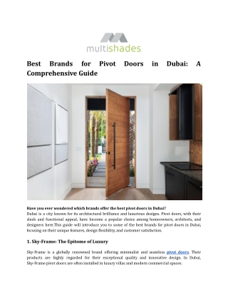 Best Brands for Pivot Doors in Dubai_ A Comprehensive Guide