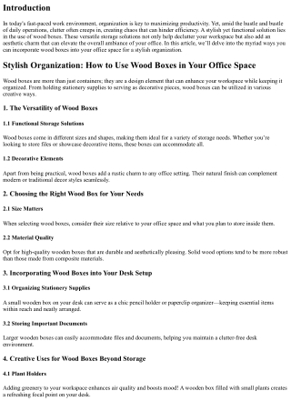 Stylish Organization: How to Use Wood Boxes in Your Office Space