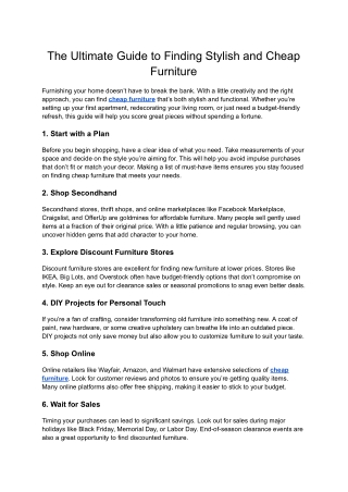 The Ultimate Guide to Finding Stylish and Cheap Furniture