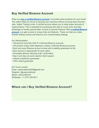 Buy Verified Binance Account