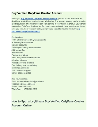 Buy Verified OnlyFans Creator Account