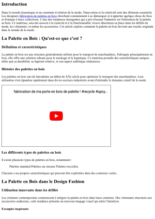 La Palette en Bois dans le Monde de la Mode : Une Touche Originale