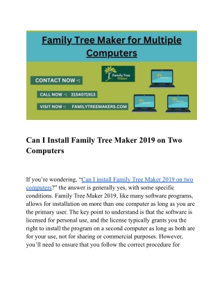 Can I Install Family Tree Maker 2019 on Two Computers