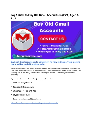 Top 9 Sites to Buy Old Gmail Accounts In (PVA, Aged & Bulk) (2)