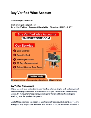 Most 10 Sites To Buy Verified Wise Accounts Aged, New