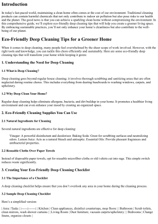 Eco-Friendly Deep Cleaning Tips for a Greener Home