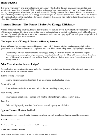 Sunstar Heaters: The Smart Choice for Energy Efficiency