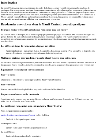 Randonnées avec chiens dans le Massif Central : conseils pratiques