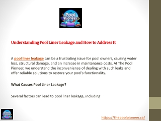 Understanding Pool Liner Leakage and How to Address It