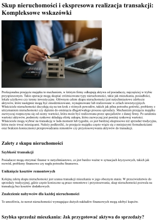 Szybka sprzedaż nieruchomości: Profesjonalna sprzedaż lokali i szybka sprzedaż m