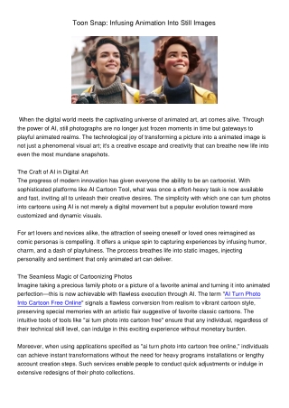 ToonSnapInfusingAnimationIntoStillImages