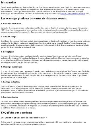 Les avantages pratiques des cartes de visite sans contact pour les métiers du se