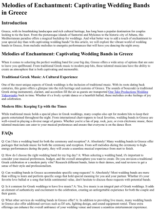 Melodies of Enchantment Captivating Wedding Bands in Greece