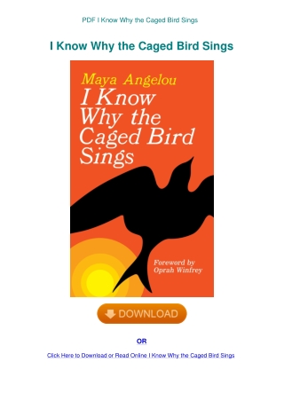 PDF I Know Why the Caged Bird Sings