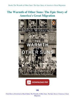 Books The Warmth of Other Suns The Epic Story of America's Great Migration