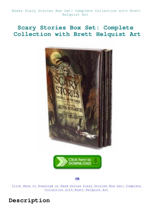 Books Scary Stories Box Set Complete Collection with Brett Helquist Art