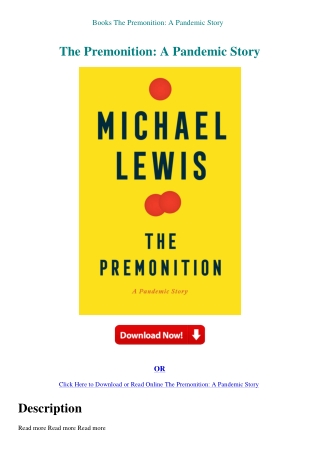 Books The Premonition A Pandemic Story