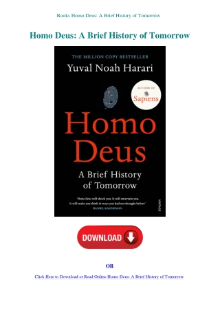 Books Homo Deus A Brief History of Tomorrow