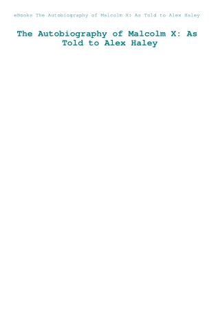 eBooks The Autobiography of Malcolm X As Told to Alex Haley