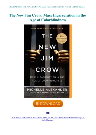 READ Books The New Jim Crow Mass Incarceration in the Age of Colorblindness