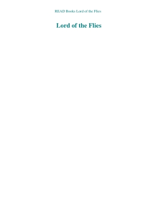 READ Books Lord of the Flies