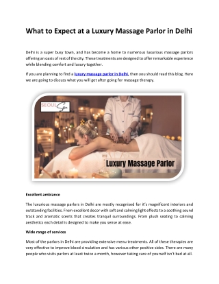 What to Expect at a Luxury Massage Parlor in Delhi