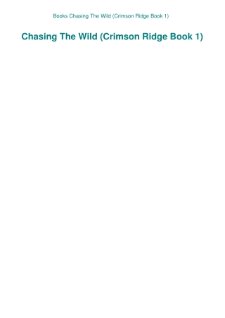 Books Chasing The Wild (Crimson Ridge Book 1)