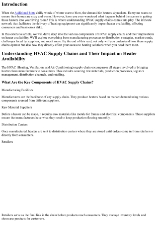 Understanding HVAC Supply Chains and Their Impact on Heater Availability
