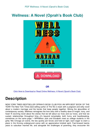 PDF Wellness A Novel (Oprah's Book Club)