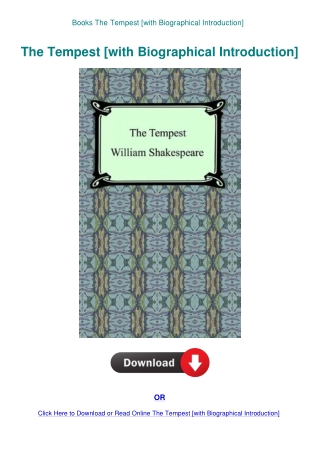 Books The Tempest [with Biographical Introduction]
