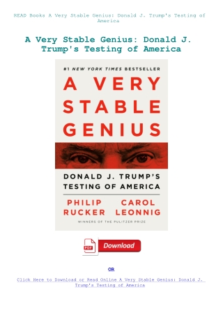 READ Books A Very Stable Genius Donald J. Trump's Testing of America