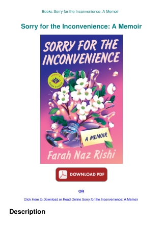 Books Sorry for the Inconvenience A Memoir