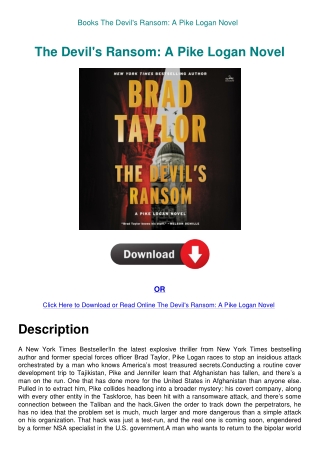 Books The Devil's Ransom A Pike Logan Novel